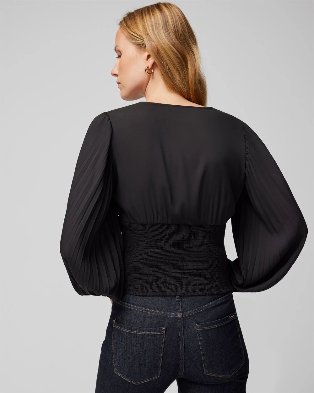 Pintucked Banded Bottom Blouse | White House Black Market